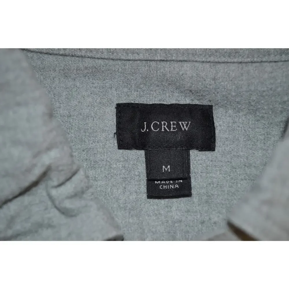 J Crew Mens Shirt Medium Button Long Sleeve Grey Faux Leather Elbow Patches